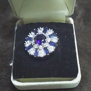 New--Genuine Blue  & White Topaz Ring!